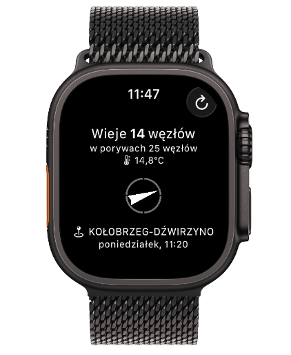 WindSpot Apple Watch screenshot showing current wind conditions
