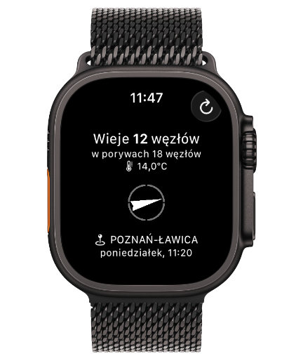 WindSpot Apple Watch screenshot showing current wind conditions